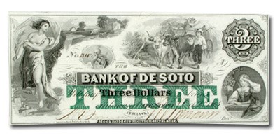 1863 Bank of DeSoto, Nebraska $3.00 NE-25 CCU 1863 Bank of DeSoto, Nebraska $3.00 NE-25 CCU