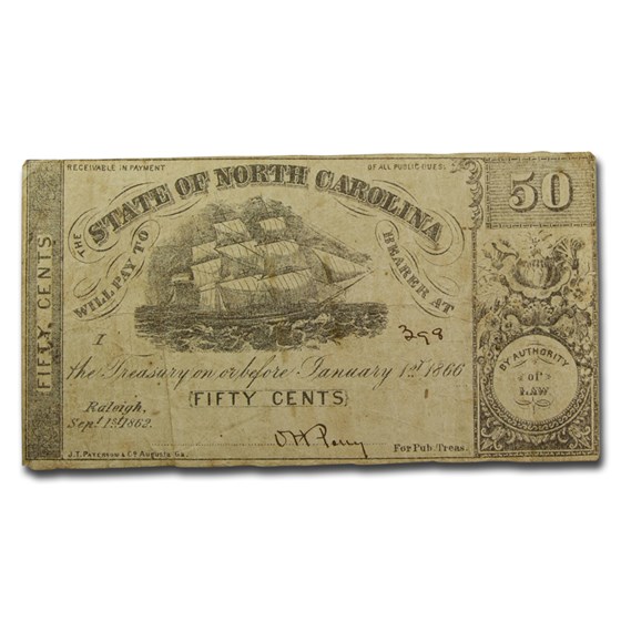 1863 Bank of the State of North Carolina 50 Cents CR-149 VF 1863 Bank of the State of North Carolina 50 Cents CR-149 VF