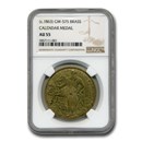 (1863) Brass Calendar Medal Regular Strike AU-55 NGC (GW-575) (1863) Brass Calendar Medal Regular Strike AU-55 NGC (GW-575)