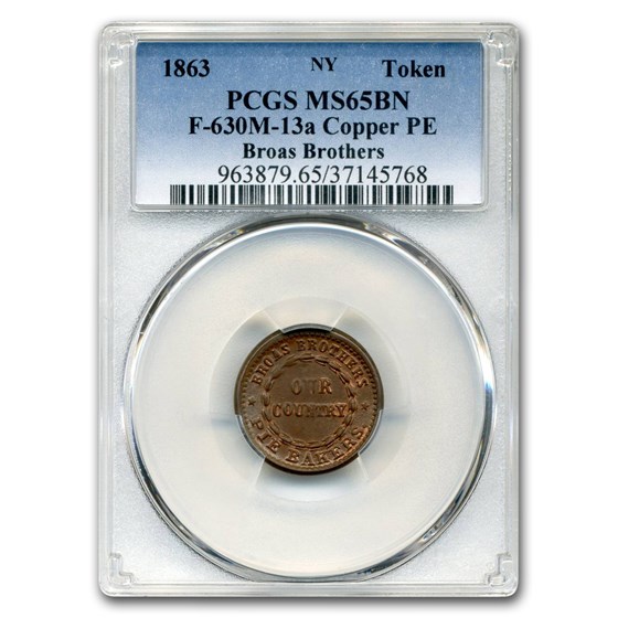 1863 Broas Brothers Token MS-65 PCGS (Brown) 1863 Broas Brothers Token MS-65 PCGS (Brown)