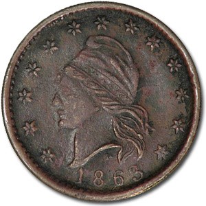 1863 Civil War Token Patriotic 16/300 BU Details 1863 Civil War Token Patriotic 16/300 BU Details