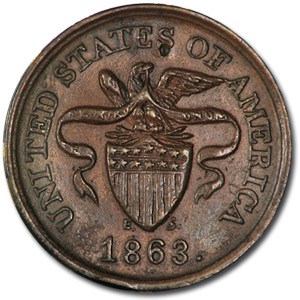 1863 Civil War Token Patriotic 195/380 BU 1863 Civil War Token Patriotic 195/380 BU