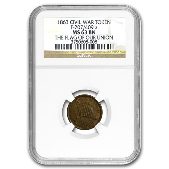 1863 Civil War Token Patriotic 207/409a MS-63 NGC (Brown) 1863 Civil War Token Patriotic 207/409a MS-63 NGC (Brown)