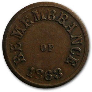 1863 Civil War Token Patriotic 245/381 XF 1863 Civil War Token Patriotic 245/381 XF