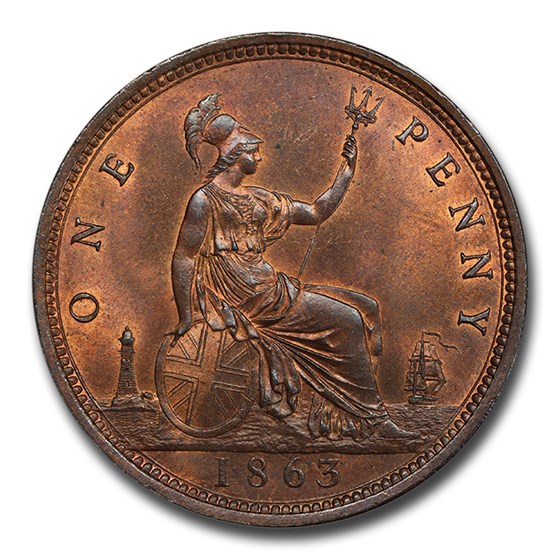 Buy 1863 Great Britain Penny Victoria MS-64 PCGS (Brown) | APMEX
