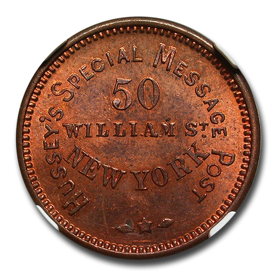 Buy 1863 Hussey's Message Post Token MS-64 NGC RB | APMEX