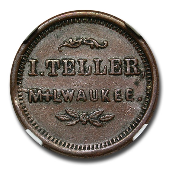 1863 I. Teller Civil War Token AU-50 NGC (F-510AO-2a) 1863 I. Teller Civil War Token AU-50 NGC (F-510AO-2a)