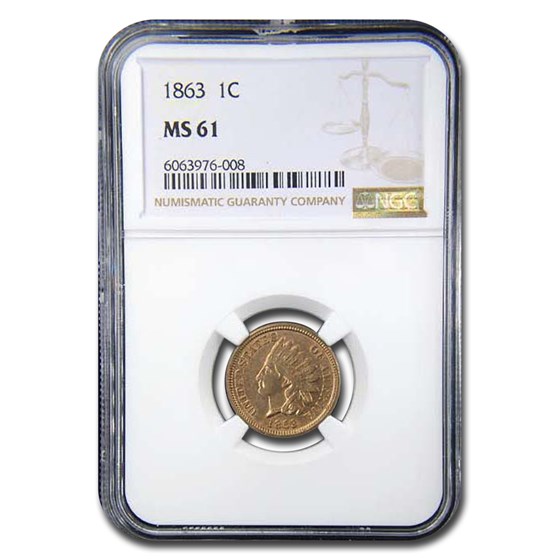 1863 Indian Head Cent MS-61 NGC 1863 Indian Head Cent MS-61 NGC