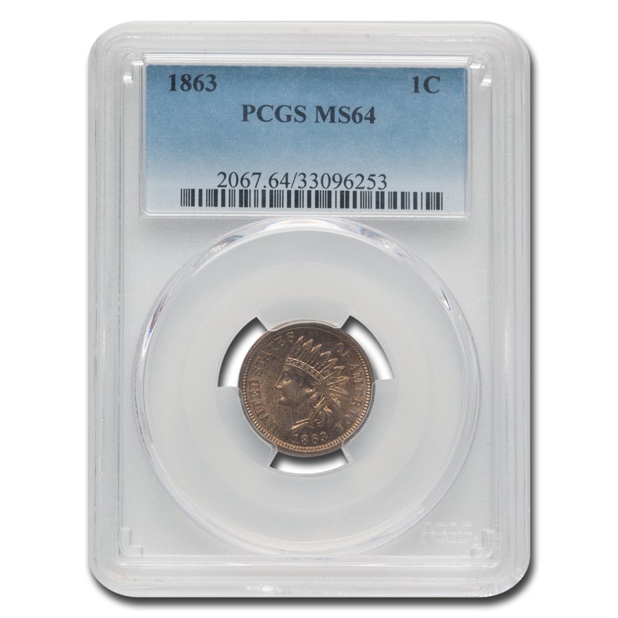 1863 Indian Head Cent MS-64 PCGS