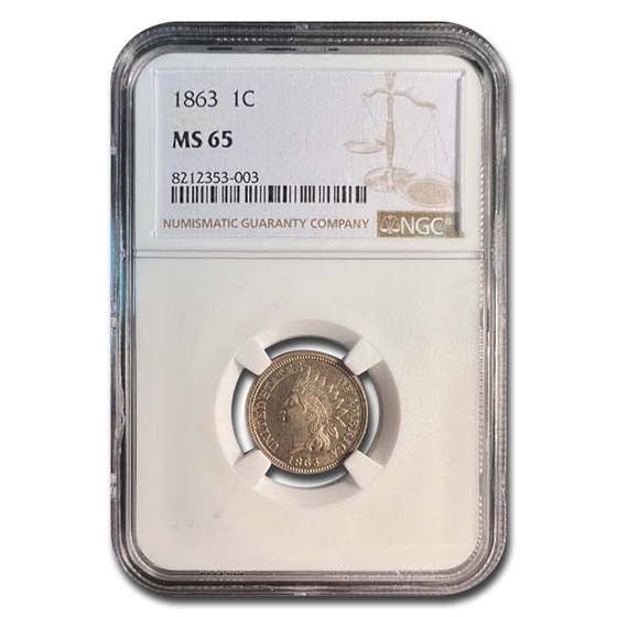1863 Indian Head Cent MS-65 NGC 1863 Indian Head Cent MS-65 NGC