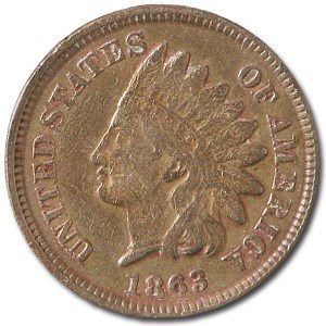 1863 Indian Head Cent XF Details
