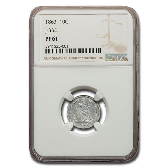 1863 Liberty Seated Dime Pattern PF-61 NGC (J-334) 1863 Liberty Seated Dime Pattern PF-61 NGC (J-334)