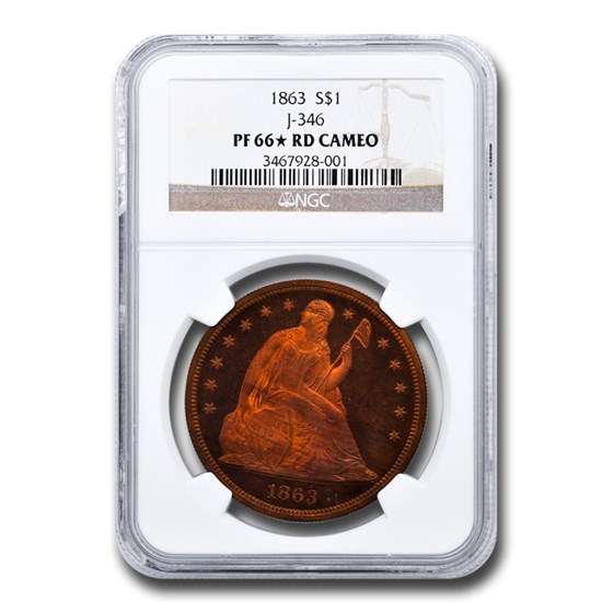1863 Liberty Seated Dollar Pattern PF-66* Cameo NGC (Red, J-346) 1863 Liberty Seated Dollar Pattern PF-66* Cameo NGC (Red, J-346)