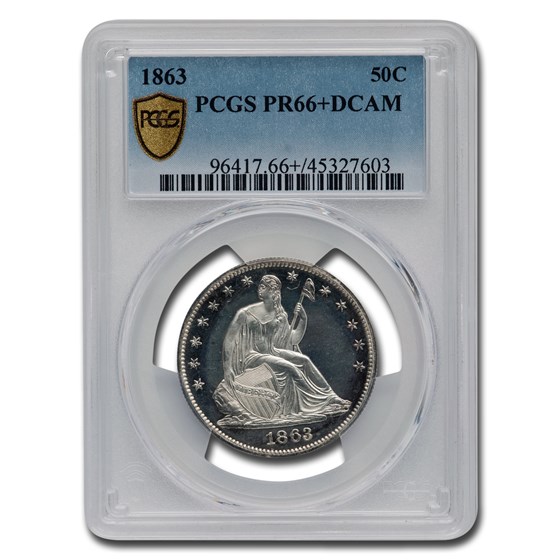 1863 Liberty Seated Half Dollar PR-66+ DCAM PCGS 1863 Liberty Seated Half Dollar PR-66+ DCAM PCGS