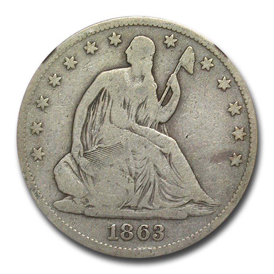 1863 Liberty Seated Half Dollar VG-8 NGC