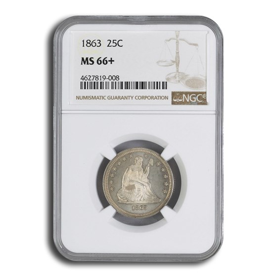 1863 Liberty Seated Quarter MS-66+ NGC 1863 Liberty Seated Quarter MS-66+ NGC