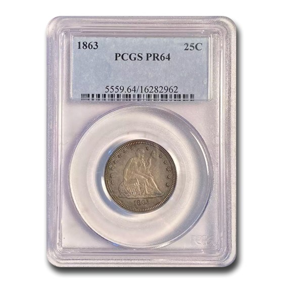 1863 Liberty Seated Quarter PR-64 PCGS 1863 Liberty Seated Quarter PR-64 PCGS