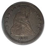 1863 Liberty Seated Quarter VF-25 PCGS
