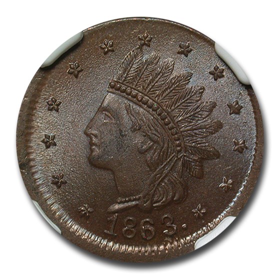 1863 Not One Cent Civil War Token MS-65 NGC (Brown) 1863 Not One Cent Civil War Token MS-65 NGC (Brown)