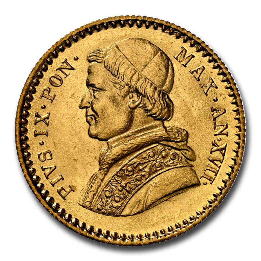 1863-R Italy Papal States Gold 2 1/2 Scudi Pius IX MS-65+ NGC