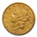 1863-S $20 Liberty Gold Double Eagle AU-50 PCGS