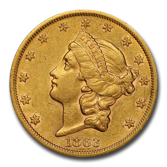 1863-S $20 Liberty Gold Double Eagle AU-50 PCGS 1863-S $20 Liberty Gold Double Eagle AU-50 PCGS
