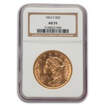 1863-S $20 Liberty Gold Double Eagle AU-55 NGC