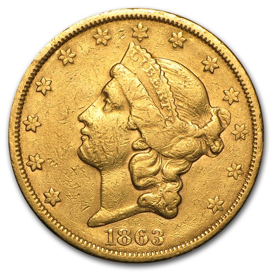 1863-S $20 Liberty Gold Double Eagle VF Details (Cleaned) 1863-S $20 Liberty Gold Double Eagle VF Details (Cleaned)