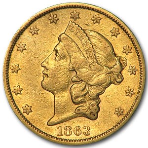 1863-S $20 Liberty Gold Double Eagle XF 1863-S $20 Liberty Gold Double Eagle XF