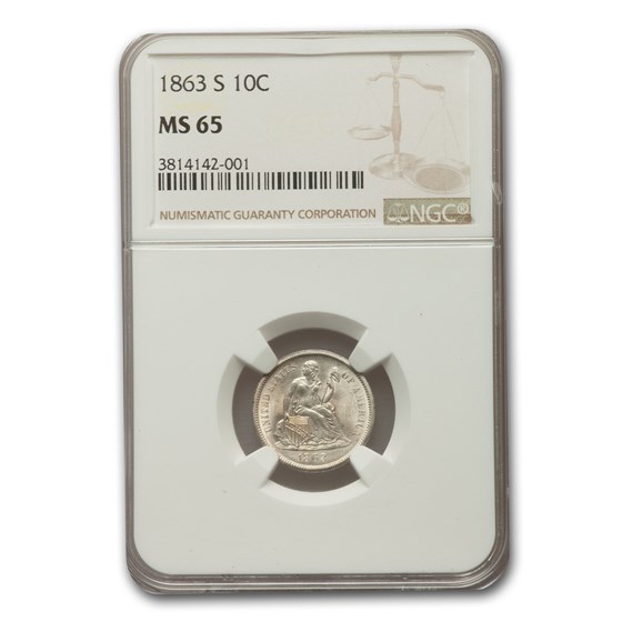 1863-S Liberty Seated Dime MS-65 NGC 1863-S Liberty Seated Dime MS-65 NGC
