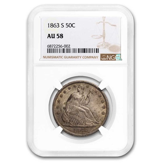 1863-S Liberty Seated Half Dollar AU-58 NGC 1863-S Liberty Seated Half Dollar AU-58 NGC