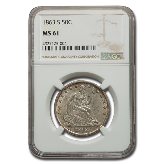 1863-S Liberty Seated Half Dollar MS-61 NGC 1863-S Liberty Seated Half Dollar MS-61 NGC