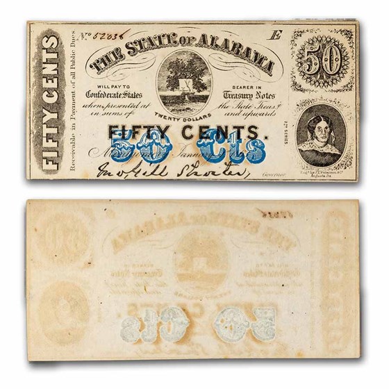 1863 State of Alabama 50 Cent Note (CR-4) AU