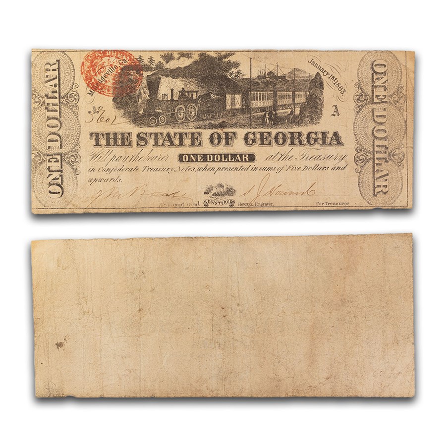 1863 State of Georgia $1.00 Note VF