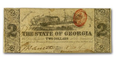 1863 State of Georgia $2.00 Note (CR-11a) Good Rarity-5 1863 State of Georgia $2.00 Note (CR-11a) Good Rarity-5