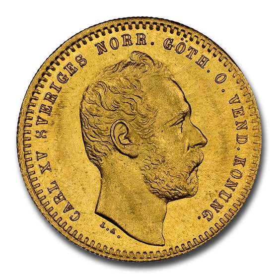 1863 Sweden Gold Ducat Carl XV Adolf MS-66 NGC 1863 Sweden Gold Ducat Carl XV Adolf MS-66 NGC