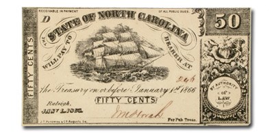 1863 The State of North Carolina $0.50 Cr#135 Ch AU 1863 The State of North Carolina $0.50 Cr#135 Ch AU