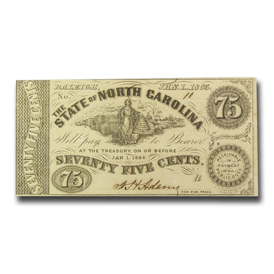 1863 The State of North Carolina $0.75 Cr#134 VF 1863 The State of North Carolina $0.75 Cr#134 VF