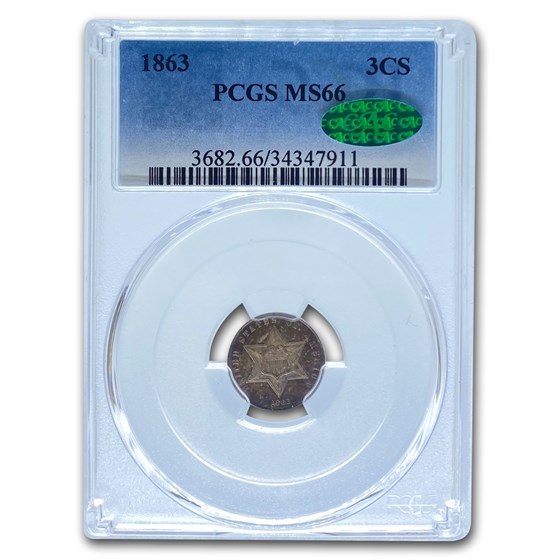 1863 Three Cent Silver MS-66 PCGS CAC 1863 Three Cent Silver MS-66 PCGS CAC
