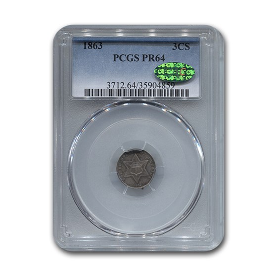 1863 Three Cent Silver PR-64 PCGS CAC 1863 Three Cent Silver PR-64 PCGS CAC