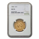 1864 $10 Liberty Gold Eagle AU-55 NGC