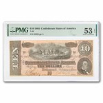 1864 $10 (T-68) Horses Pull Cannon AU-53 EPQ PMG