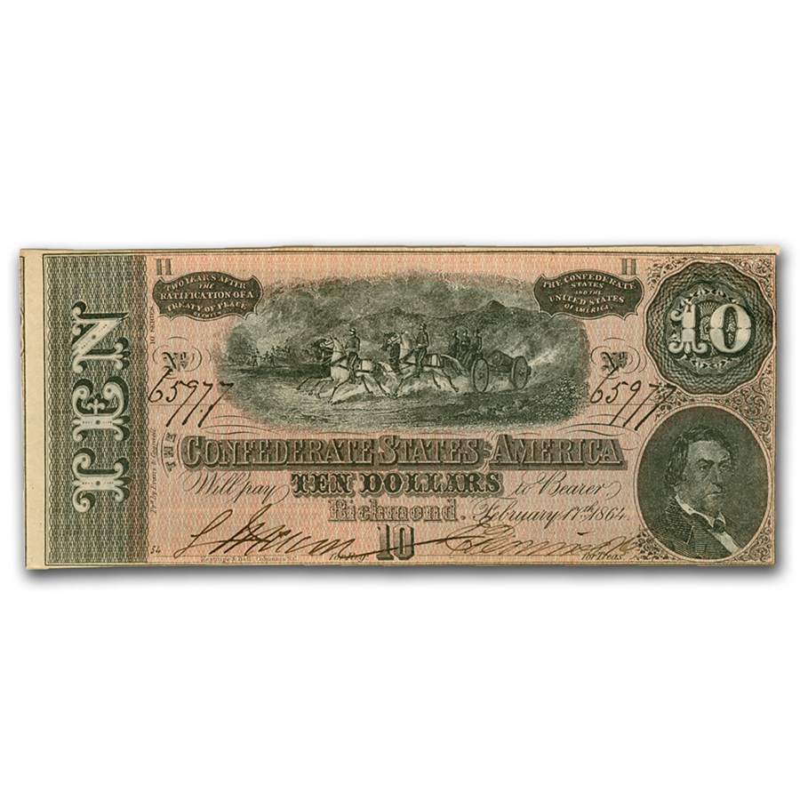1864 $10 (T-68) Horses Pull Cannon AU
