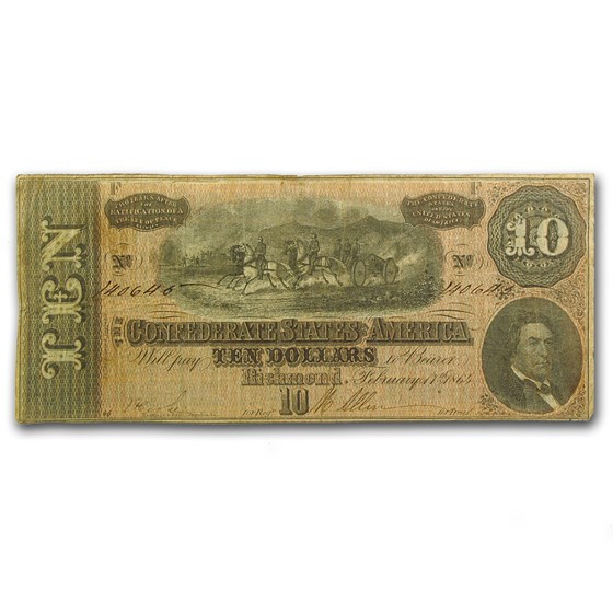 1864 $10 (T-68) Horses Pull Cannon VF 1864 $10 (T-68) Horses Pull Cannon VF
