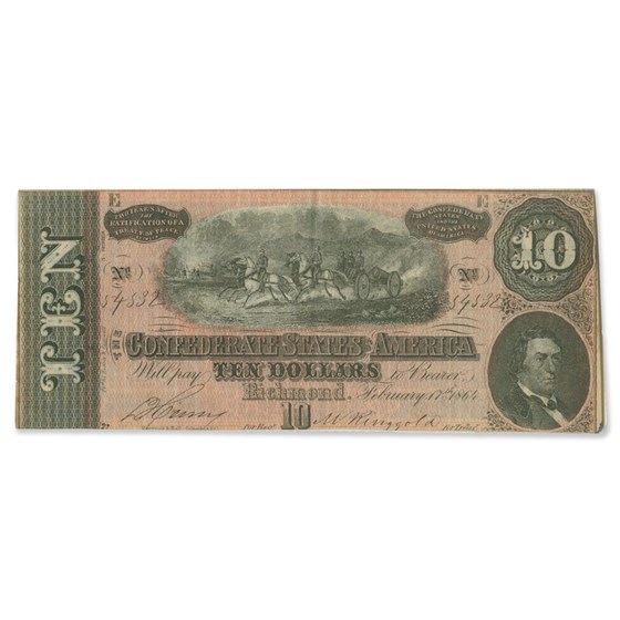 1864 $10 (T-68) Horses Pull Cannon XF