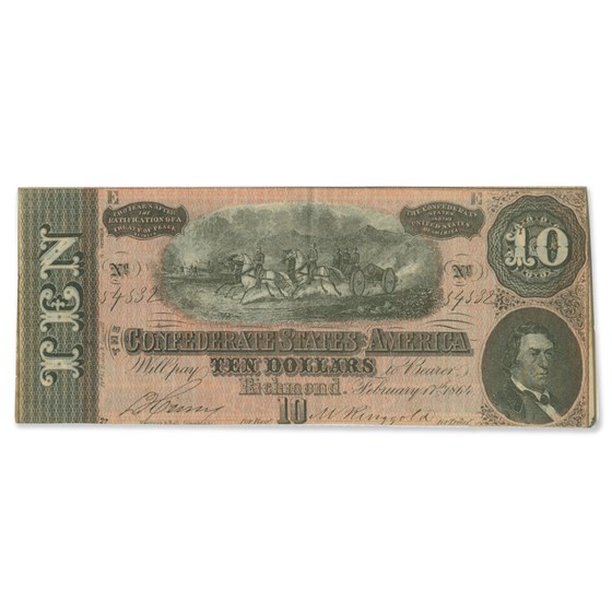 1864 $10 (T-68) Horses Pull Cannon XF 1864 $10 (T-68) Horses Pull Cannon XF