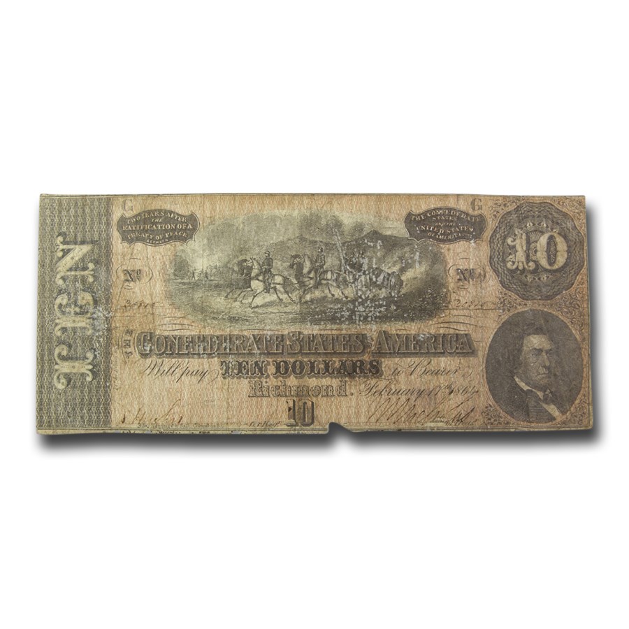 1864 $10 (T-68) Horses Pulling Cannon Cull