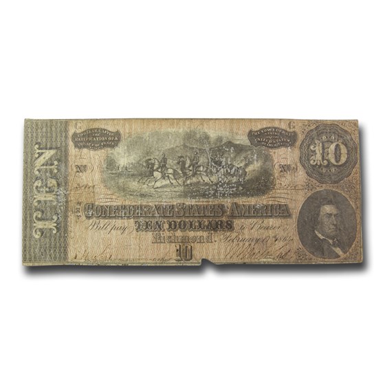 1864 $10 (T-68) Horses Pulling Cannon Cull 1864 $10 (T-68) Horses Pulling Cannon Cull