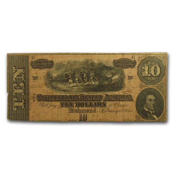1864 $10 (T-68) Horses Pulling Cannon VF