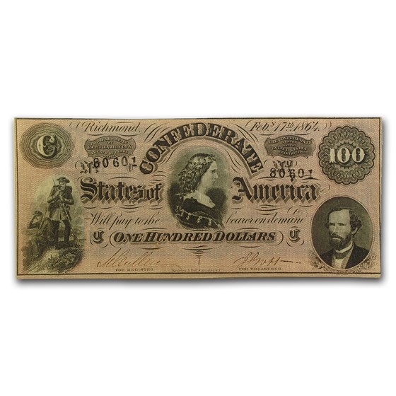 1864 $100 (T-65) Lucy Pickens CU 1864 $100 (T-65) Lucy Pickens CU